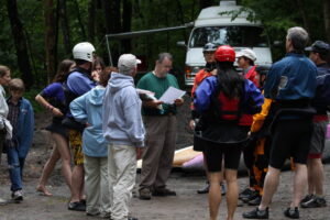 paddlers meeting at slalom festival