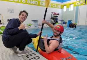 Dorsey with John in background Passaic boys and girls club pool Dec 2025 Tania Van Bergen photo